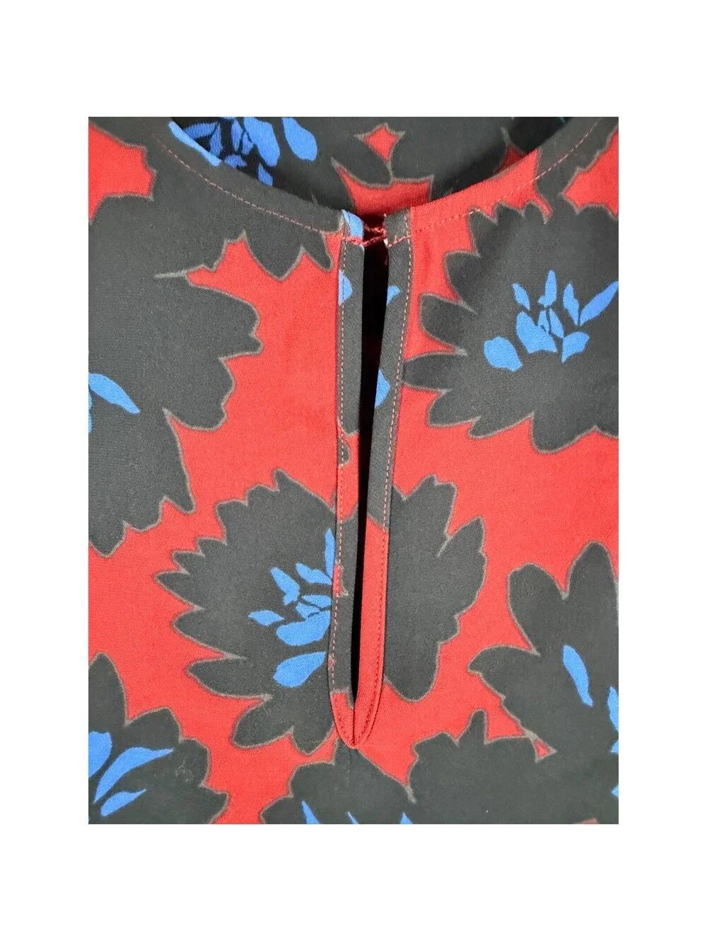 J.Crew Womens Red Black Blue Floral Keyhole Sleeveless Blouse Top Size 8